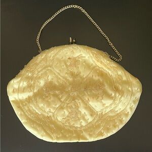 Vintage Beaded Clutch pale yellow